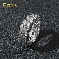 Bague Fealux personnalisée en argent sterling 925 avec inscription gravée, style hip-hop, moissanite, pour homme et femme, bijoux fins