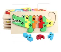 Wsy Kleine Size 3D Dier Houten Puzzel Cartoon Dinosaurus Puzzel Pop Een Puzzel Kids Gift Educatief Speelgoed Voor Kind