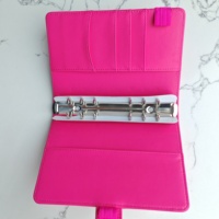 Carnet à spirales A6 en cuir PU, journal, organiseur 6 anneaux, couverture couleur macaron, classeur de budget, enveloppes pour espèces, pochette zippée pour filles