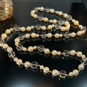 <span class=keywords><strong>Collana</strong></span> Lunga Vintage da Donna in Tungsteno Elettroplaccato <span class=keywords><strong>con</strong></span> Perle di Vetro <span class=keywords><strong>Swarovski</strong></span> da 14MM, Stile Antico Italiano, 110CM - Product Image 3