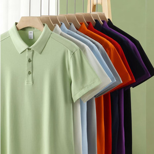 Men's Polyester <b>Polo</b> Shirt Solid Color Short Sleeve Breathable Summer Work Uniforms - Product Image 1