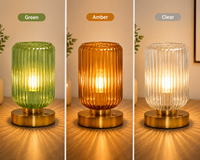 Lampe de table vintage en verre vert, à intensité variable, avec commande tactile, ampoule LED incluse, pour chambre à coucher, salon, compacte, de haute qualité, confortable