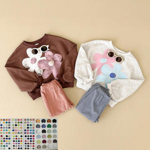 Pakaian Bayi Perempuan Baru Lahir Manis 0-4 Tahun Pakaian Musim Semi 2PCS Atasan Lucu Lengan Panjang Motif Bunga Korduroi+Celana Pakaian Anak - Product Image 1