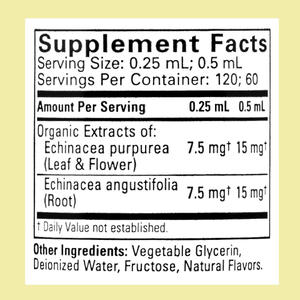 Mélange d'échinacée biologique en gouttes liquides avec saveur naturelle d'orange, deux options de puissance : 0,25 ml et 0,5 ml par dose - Product Image 2