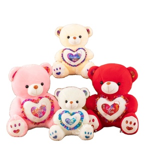 Oso de Peluche con <span class=keywords><strong>Corazón</strong></span>, Oso de Peluche Luminoso con Música, Muñeco de Oso en Forma de <span class=keywords><strong>Corazón</strong></span>, Oso de Peluche de Regalo para el Día de San Valentín - Product Image 1