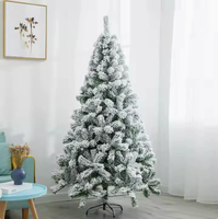 Sapin de Noël en PVC floqué, pré-éclairé avec LED blanc chaud, 120-240 cm, pliable avec support, décoration de Noël intérieure