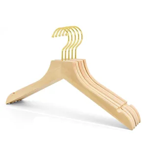 Cabide personalizado Custom Premium resistente cabides de madeira para loja de roupas Fancy Wood Hangers