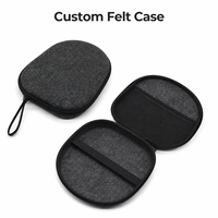 Étui personnalisé en feutre pour casque audio avec poche zippée en maille, sangle élastique et rangement portable pour accessoires de casque
