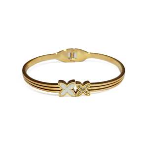 Bracelet en cristal plaqué or PVD, acier inoxydable 316L, design papillon, bijoux pour femmes - Product Image 1