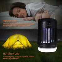 Lanterne multifonctionnelle rechargeable par USB Lampe solaire anti-insectes Piège à mouches Lampe électrique anti-moustiques Alimentation solaire USB
