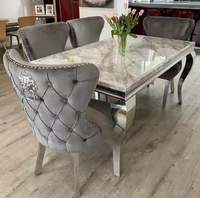 Ensemble de table à manger rectangulaire de luxe léger avec 6 chaises, table à manger avec plateau en marbre pour un usage domestique