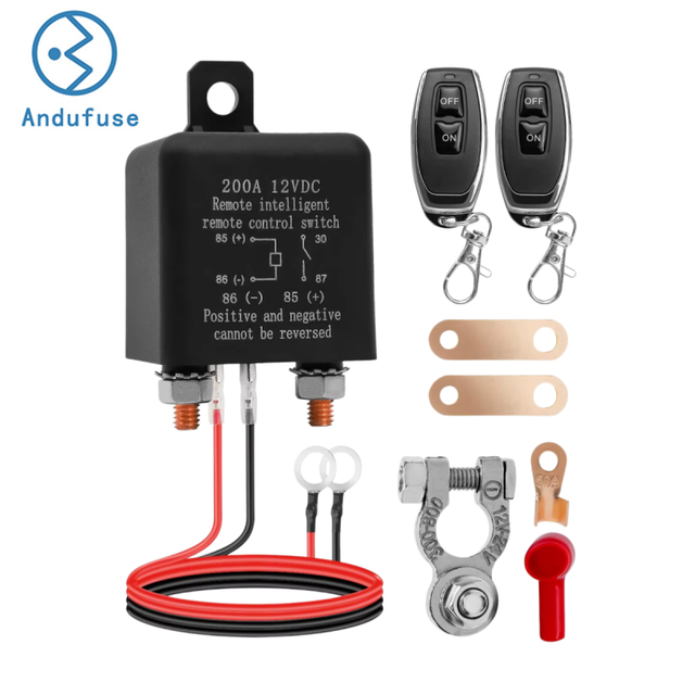24V12V200A Wireless Key Remote Battery Disconnect Isolator Switch Power Protection Relay for Car Truck Rv Marine Vehicle Anti