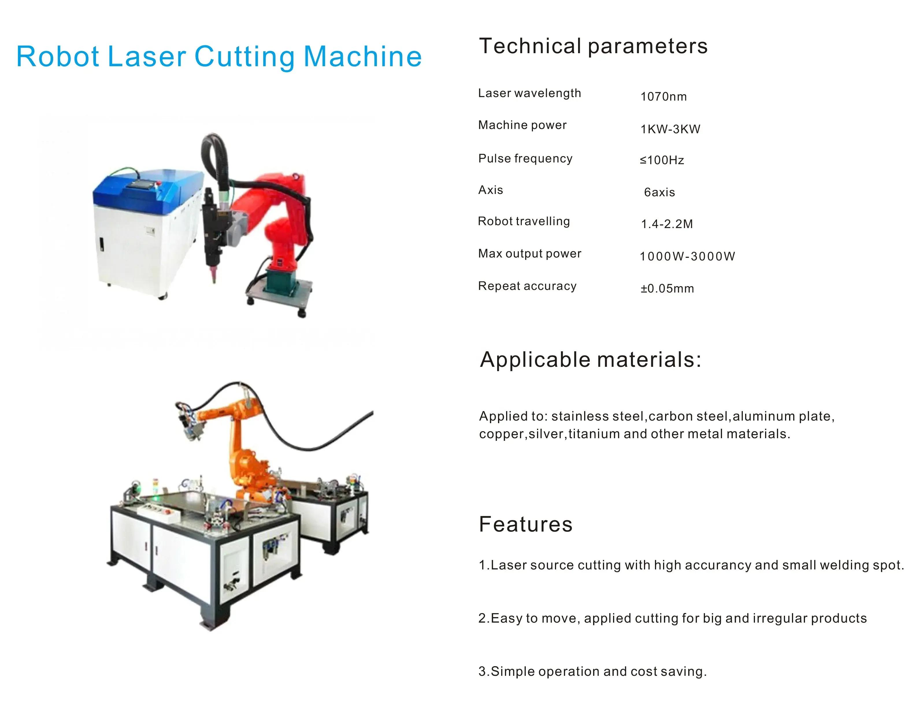 Yaskawa macchina di taglio Laser automatica in fibra 3000W 6000W con braccio Robot 6 assi ad alta precisione