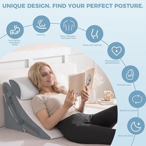 Almohada de Soporte en Forma de Cuña Multifuncional de Espuma Viscoelástica, 3 Piezas, para Camas, Cuerpo, Espalda, Piernas, Rodillas, Cuello, Alivio del Dolor al Dormir - Product Image 6