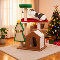 Arbre à chat de Noël tout-en-un avec griffoir en sisal, plateforme de saut, maison pour chat durable, résistante aux griffures et sans peluches