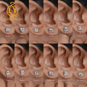 <span class=keywords><strong>Pendientes</strong></span> de Oro de 14k con Diamantes Cultivados en Laboratorio, <span class=keywords><strong>Pendientes</strong></span> de Garra con Diamantes de 1, 2 y 3 Quilates, Redondos, en Forma de Pera, Marquesa, Ovalados, con Cierre a Presión - Product Image 2