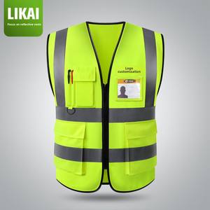 Gilet di sicurezza riflettente Multi-tasca per l'igiene del giardino operai edili <span class=keywords><strong>abbigliamento</strong></span> per la sicurezza del traffico - Product Image 5