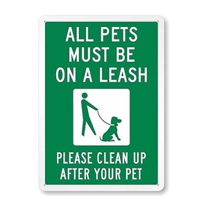 Cartello Personalizzato 10*14 Pollici 'Tutti gli Animali Domestici Devono Essere Guinzigliati, Si Prega di Pulire Dopo il Vostro Animale' Resistente alle Intemperie - Product Image 1
