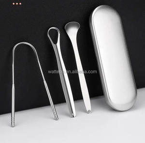 Raschietto eco-friendly in acciaio inossidabile 3 pezzi riutilizzabile in metallo alito fresco forniture dentarie scatola da viaggio - Product Image 5