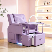 Équipement de salon de manucure multifonctionnel moderne, fauteuil de spa pour les pieds violet, mobilier de salon de luxe, fauteuil de pédicure électrique inclinable