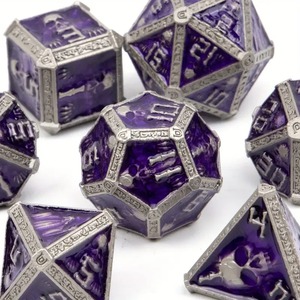 Juego de Dados Metálicos de la <span class=keywords><strong>Serie</strong></span> Oscura para DND - Dados Poliédricos con Patrones de Calaveras Talladas, Adecuados para Juegos de Rol de Mesa - Product Image 3