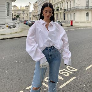 Clacive calle Tops para mujer blusas de manga larga de 2020 algodón con cuello blanco de otoño señoras blusas - Product Image 1