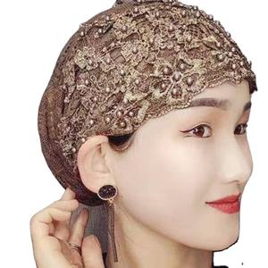 Chapeau musulman Baotou pour femmes, nouveau design <span class=keywords><strong>2022</strong></span>, vente chaude, chapeau à perles de prune, chapeau à vis, chapeau brodé à perles - Product Image 1