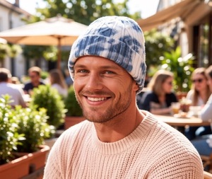Gorro de punto tie-dye cálido para mujer y hombre, estilo urbano, para otoño e invierno, 100% acrílico, proveedor común de tejidos. - Product Image 2