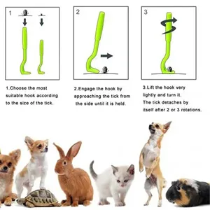 3 Ganchos de pinzas <span class=keywords><strong>para</strong></span> <span class=keywords><strong>quitar</strong></span> <span class=keywords><strong>garrapatas</strong></span> azules y verdes de lujo <span class=keywords><strong>para</strong></span> perros/gatos Herramientas de plástico con 3 tamaños Twister - Product Image 2