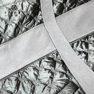 Thiết kế Lady len nóc Áo khoác len khâu poly/Nylon vải nóc Áo Kim Cương bông xuống dài áo khoác len với vành đai - Product Image 5