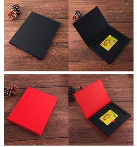 Boîte de carte-cadeau de luxe, imprimé noir, carte bancaire, carte de crédit, boîte d'emballage de deux cartes-cadeaux en métal, logo personnalisé - Product Image 2