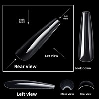 Boîtes d'ongles artificiels personnalisées en gros, sans courbe en C, demi-couverture et couverture complète, XXL/XXXL, extra longs, forme Stiletto, Carré, Cercueil, en ABS, pour gel souple