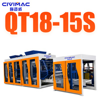Machine à blocs de béton entièrement automatique pour blocs creux, pleins et emboîtables, machine à briques à vibration hydraulique QT18-15S