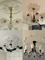 Médaillon de plafond en plâtre à motifs incrustés de style français, ornement de plafond en plâtre sculpté pour la décoration de plafond