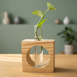 Nordic Style Wooden <b>Vase</b> Decorative Flower <b>Vase</b> Natural Wood Home Interior Accent Modern Minimalist Tabletop Ornament - Product Image 5