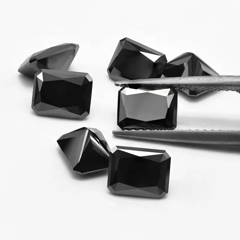ゴールドストーンHQすべての形状ナチュラルブラックカラールーズモアッサナイト0.01-6CTモアッサナイトダイヤモンド研磨ブラックモアッサナイト