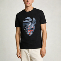 T-shirt à manches courtes en coton pur avec motif géométrique original du personnage Wukong, imprimé en sérigraphie, respirant, style chinois, unisexe