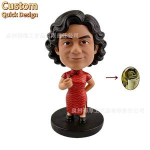 Red Cheongsam <b>Bobblehead</b> Ornament Traditional Chinese Style Desktop Decoration For Living Room Chinese New Year Gift - Product Image 2