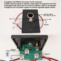 Plaque murale d'alimentation pour antenne TV 12V RV avec répartiteur de signal et prise 12V CC pour accessoires de camping-car, caravane et fourgonnette
