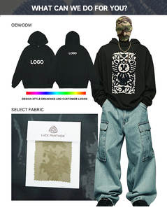 Luckpanther logotipo personalizado negro pesado 100% algodón marca de moda camisetas gráficas para hombres - Product Image 5