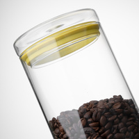 Bocal de rangement moderne en verre avec couvercles en bois hermétiques, comptoir de cuisine, récipient à biscuits décoratif pour le stockage et la présentation des aliments