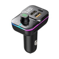 Transmetteur FM PD 25W, chargeur de voiture, lecteur MP3, clé USB, récepteur de musique, lumière RGB, véhicule universel