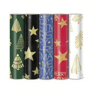 กระดาษห่อของขวัญคริสต์มาส 1.5 ม. x 70 ซม. ลายฟอยล์สีทอง ชุดห่อของขวัญสำหรับเทศกาล - Product Image 2