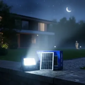 Faro Solare Nero da 200W, Luce Bianca, Telecomando per Esterni - Product Image 3