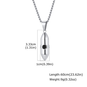 Colgante de Cadena de Caja Geométrica de Acero Inoxidable Azul Dorado con Diseño de Cartucho de <span class=keywords><strong>Metal</strong></span> Potente Estilo Hip-hop para Hombre - Última Tendencia - Product Image 6