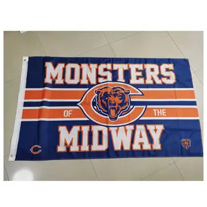 Snelle Levering Goedkope 100% Polyester 3X5 Ft Chicago Bears Monsters Van De Halverwege Vlag Met Grommets