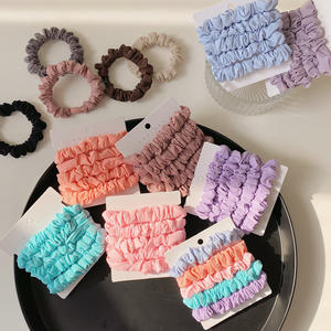 Plissado Cabelo De Seda Scrunchies Cabelo Laços Embalagem Set Atacado Custom School Scrunchy Hair Band para Crianças Mulheres frete grátis - Product Image 5