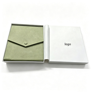 <b>Rectangular</b> Paper <b>Watch</b> Box with Green Inner Pouch and Storage Case for Dustproof Protection - Product Image 3