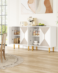 Buffet Tribesigns <span class=keywords><strong>blanc</strong></span> de 59 pouces avec pieds dorés, armoire de rangement à 4 portes pour salon, salle à manger, garage - Product Image 3
