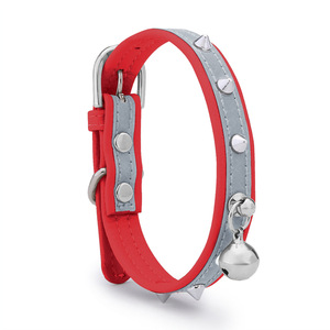Collier réfléchissant pour chat, style punk, avec clochette, rouge et marron, pour chiens et chats, toutes saisons, accessoire pour animaux de compagnie - Product Image 3